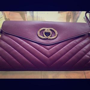 Purple Compact Handbag soft leather-like